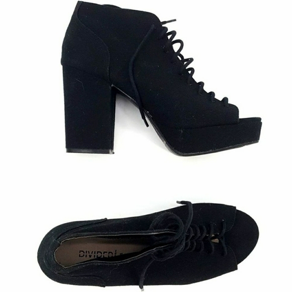 H & M Peep-toe Chunky Heel Platform Bootie Shoe - Picture 1 of 11